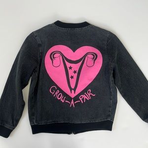 Valfre “Grow a Pair” Black denim zip up jacket